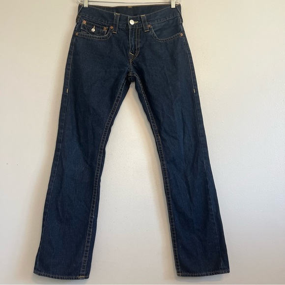 True Religion Womens Straight Leg Jeans Flap Pocket Sz 31 Slim Fit Retro Western - Picture 2 of 15